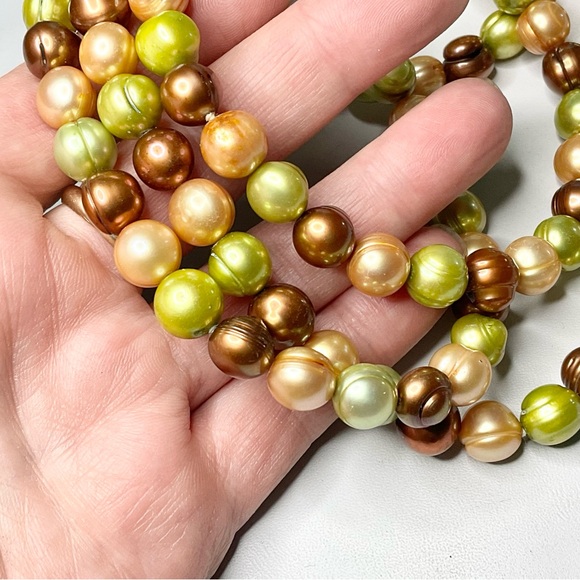 Pearls Cultured Freshwater Autumn Earth Tones Long Strand Necklace - Picture 5 of 5